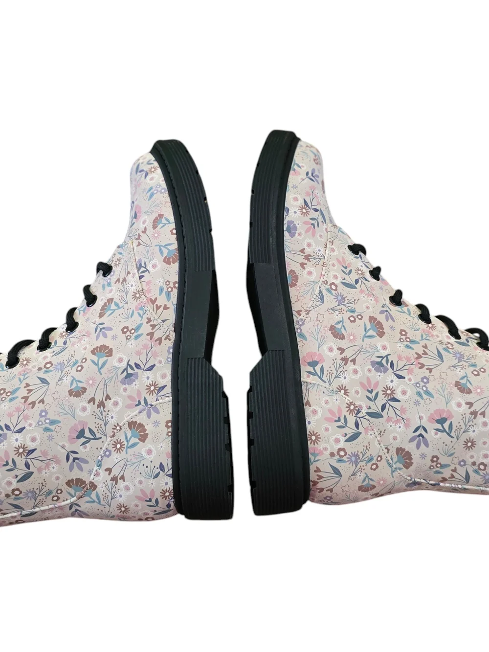 Art Class Girls Floral Combat Boots Size 5 NWT Pink Lace-Up Side Zip Boots